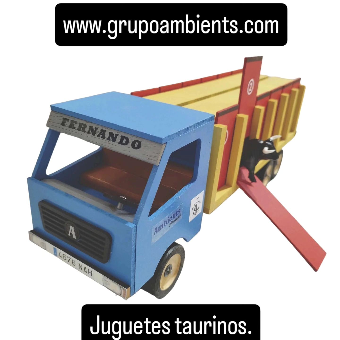 Carretón Taurino De Madera De 75 Cm – Cabeza De Fibra De Vidrio Con Cuernos De Plástico, Ligero Y Divertido Para Niños A Partir De 5 Años