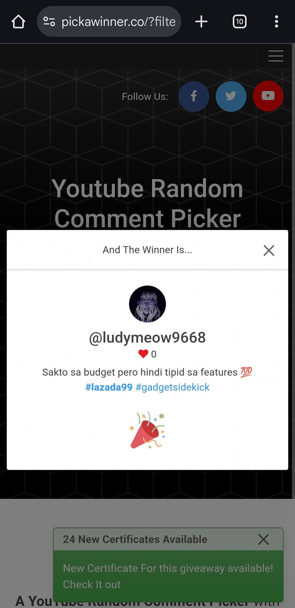 Gadget SideKick - Youtube Random Comment Picker has... | Facebook