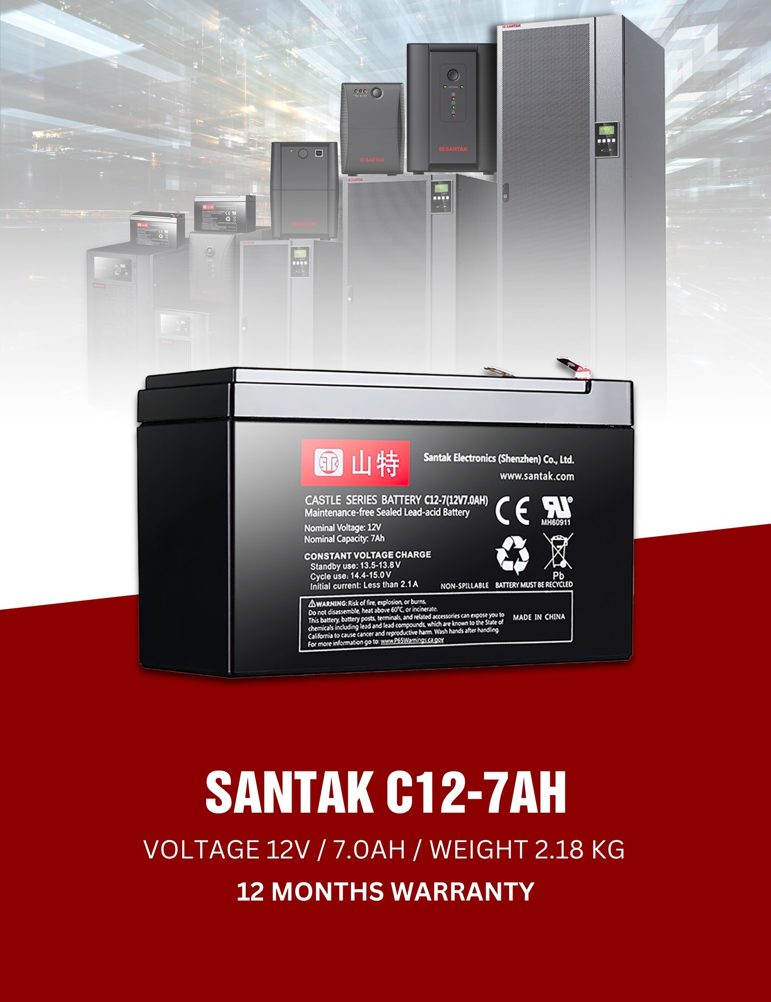 Santak - SANTAK C10K • Online UPS:10000VA/9000W • Battery 12V(9AH) x 16 ...