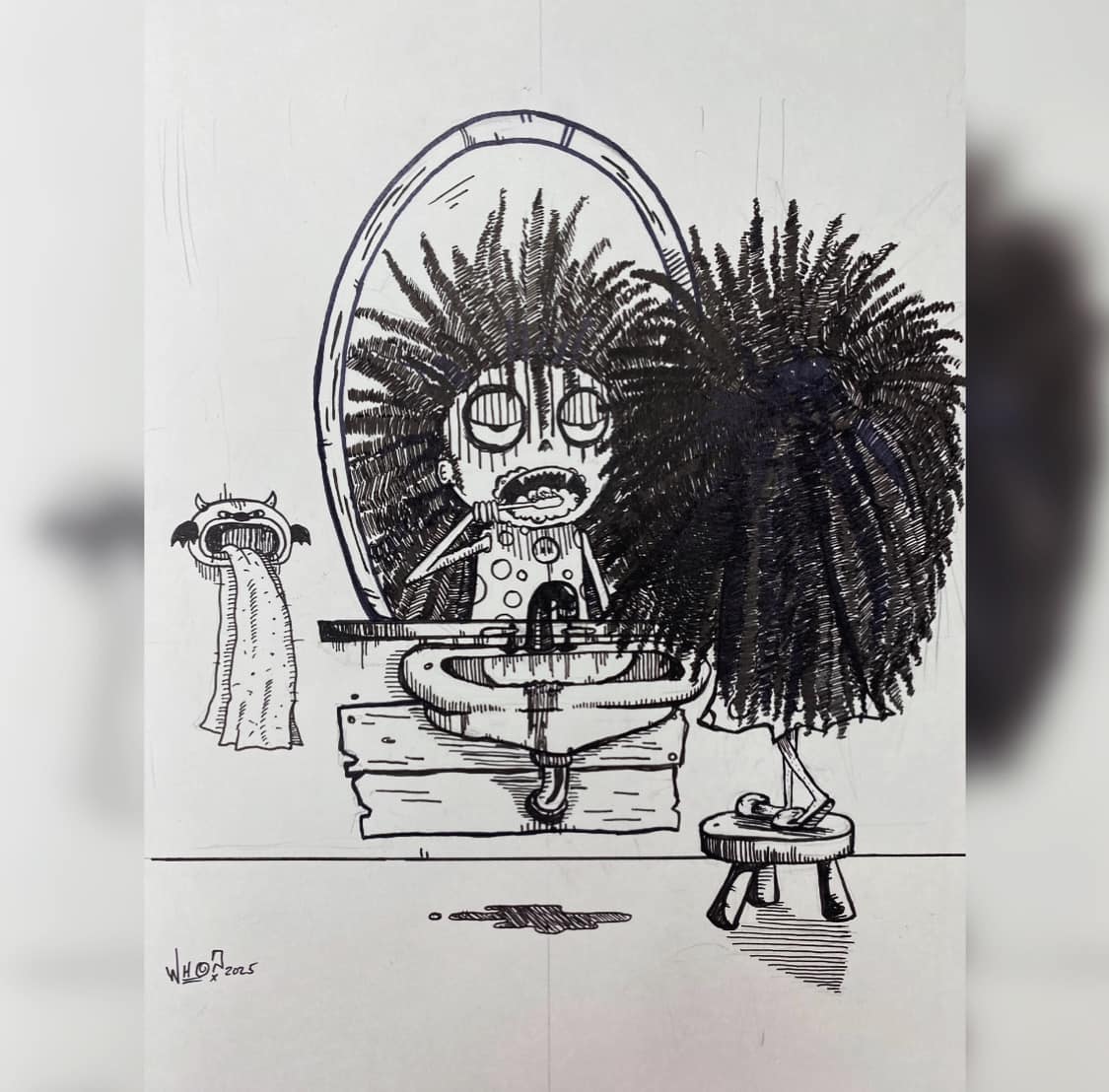 WHO? - Hygiene is important 🪥 🦷 . . . . #spooky #sketch #penandink # ...