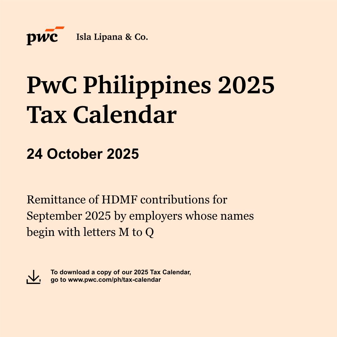 PwC - 🔔 Tax deadline alert 🔔 The remittance of HDMF contributions for ...