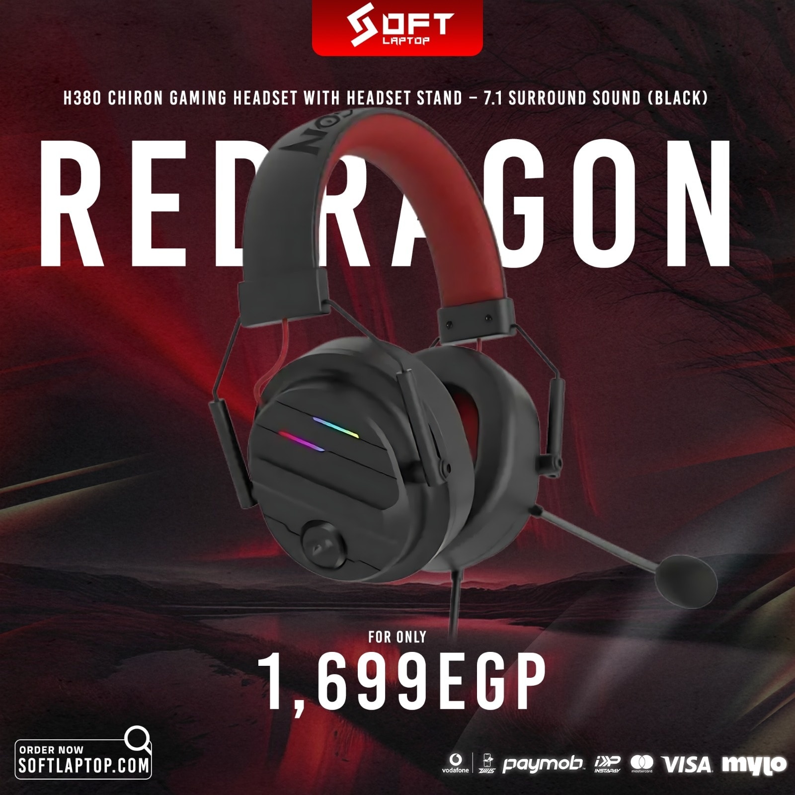 Soft - REDRAGON H380 CHIRON GAMING HEADSET WITH STAND 🎮 عيش تجربة صوت ...