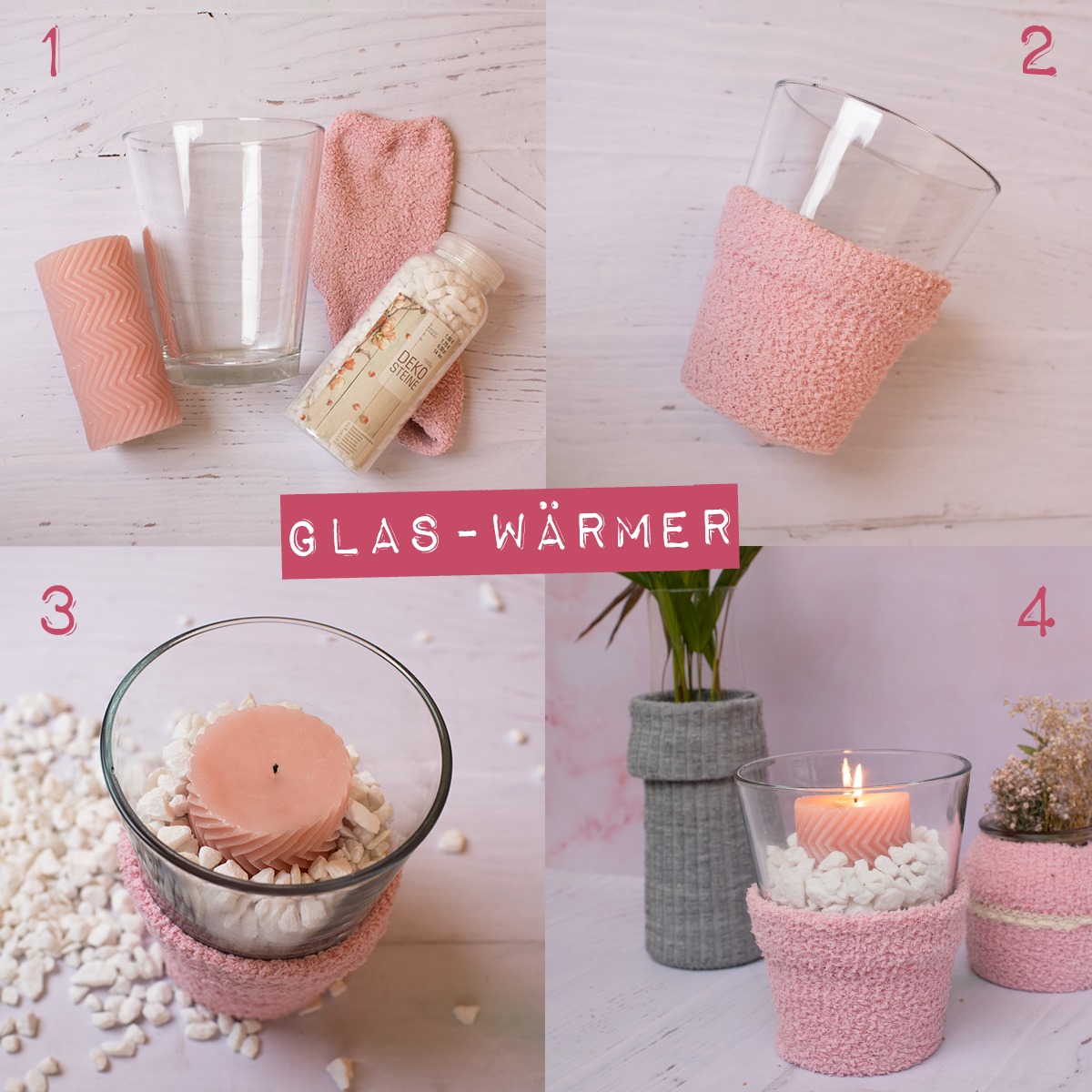 Bastel-Tipp #36: Glas-Wärmer 🧦🕯 Du brauchst: Kuschelsocken, Vase, Deko-Steine, Kerze Warum sollen es nur deine Füße warm haben? 😉 Um deine Vase oder deinen Kerzenständer so richtig einzumuckeln, s