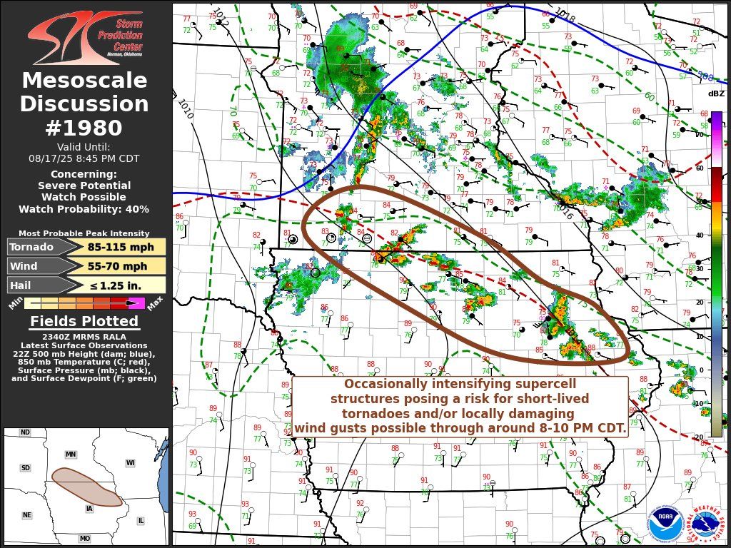 Central - There will be a short lived tornado and damaging wind threat ...