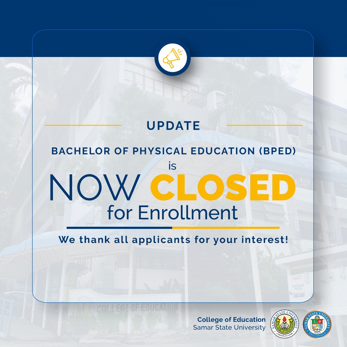 📣📣 ANNOUNCEMENT The Bachelor... - SSU - College of Education | Facebook