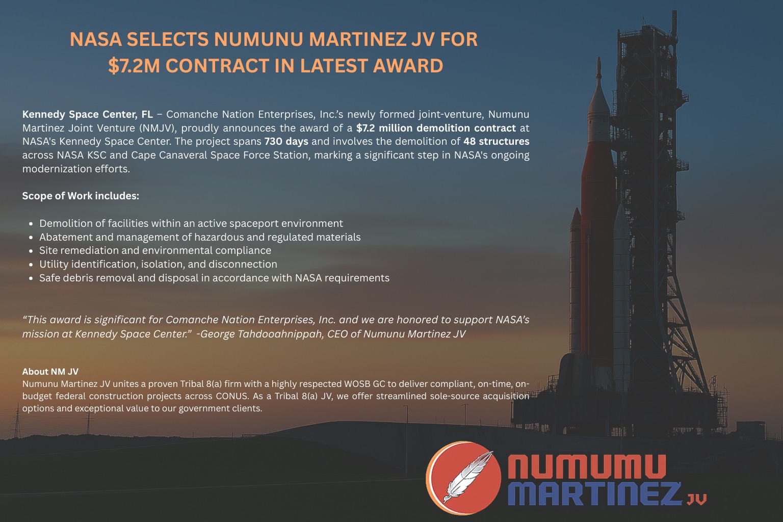 The Comanche - Numunu Staffing is proud to announce the award of a $7.2 ...