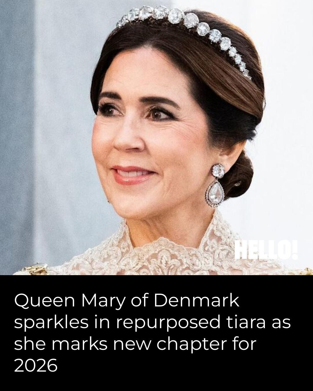 HELLO! - Queen Mary dazzled in a champagne gown as she welcomed guests ...