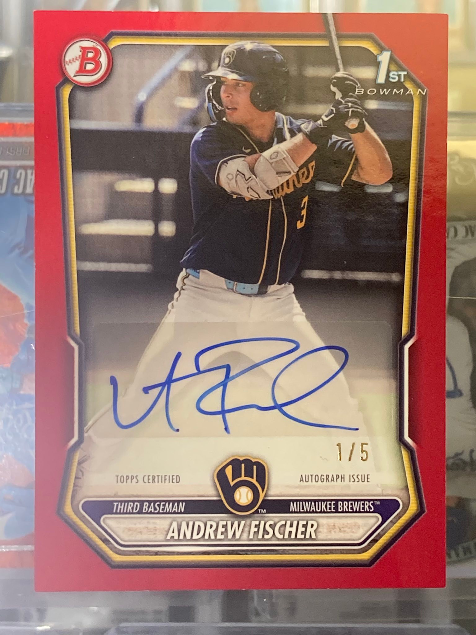 Rare Andrew Fischer 1st Bowman red auto #1/5 found