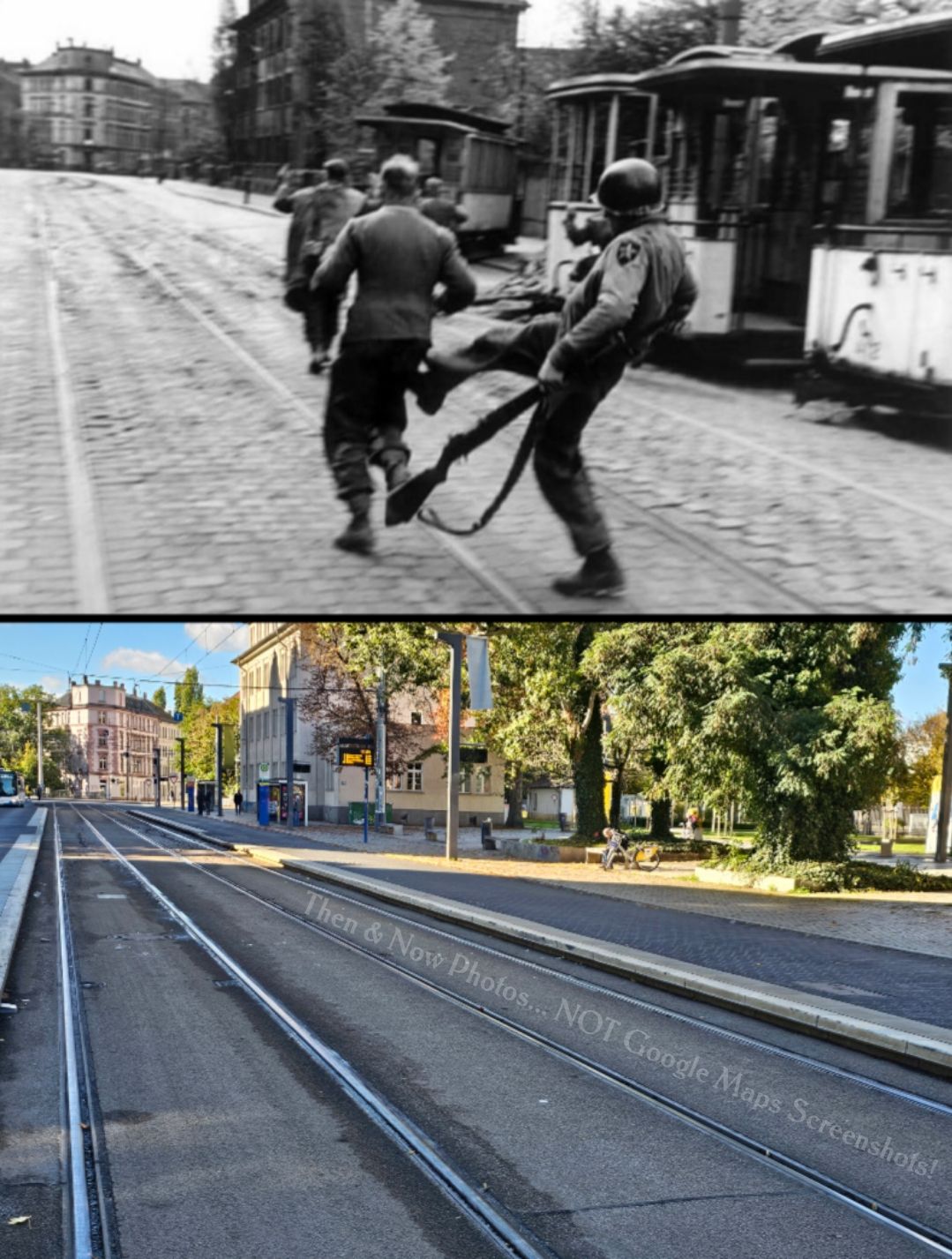 US soldier at Zeppelin Bridge in Leipzig, April 1945