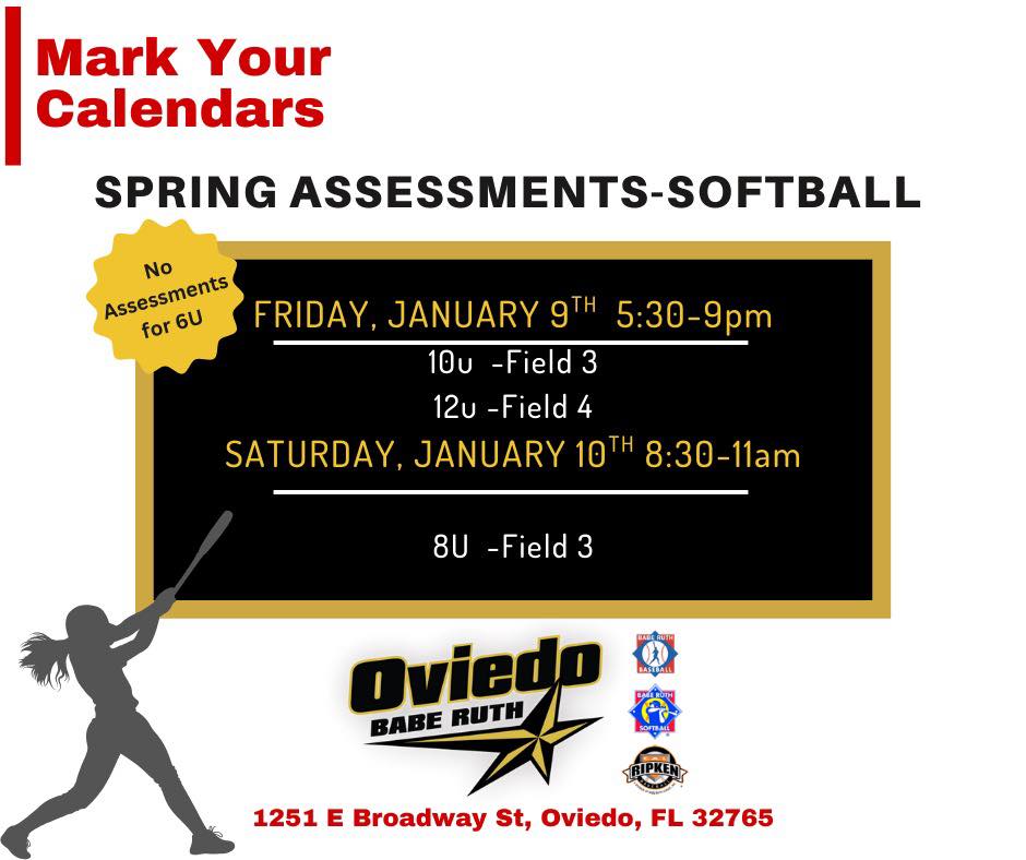 📣 SAVE THE DATES – SPRING SEASON 2026!... - Oviedo Babe Ruth | Facebook