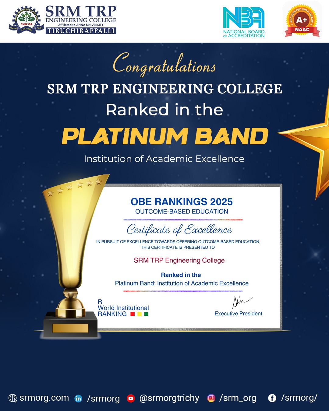 🌟 Proud Moment for SRM TRP... - SRM TRP Engineering College | Facebook