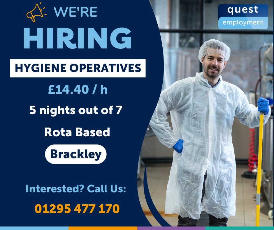 Quest - ‼Hygiene Operative‼ 📍Brackley 🌙Night shift 📝Rota Based Role 💸£ ...