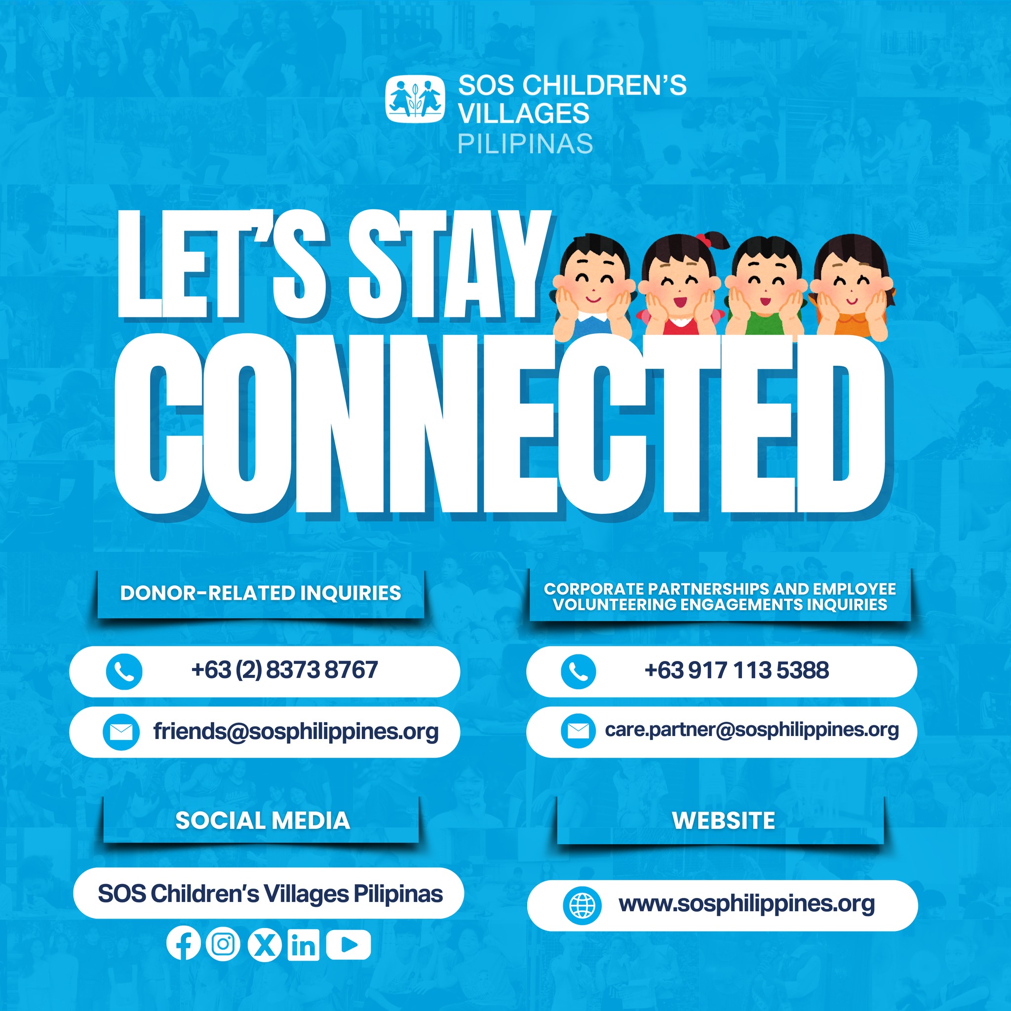 SOS - LET'S STAY CONNECTED 💙 Follow SOS Children’s Villages Pilipinas ...