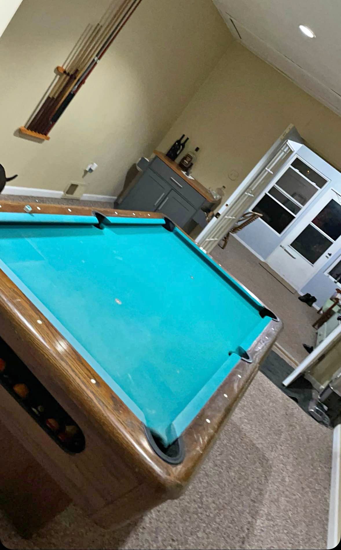[LOWERED PRICE] Wood Pool Table w/ Tan Felt & All Accessories ...