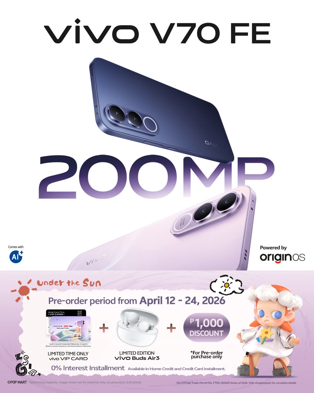 Pre-order the vivo V70 FE today! Get Php 1,000 discount