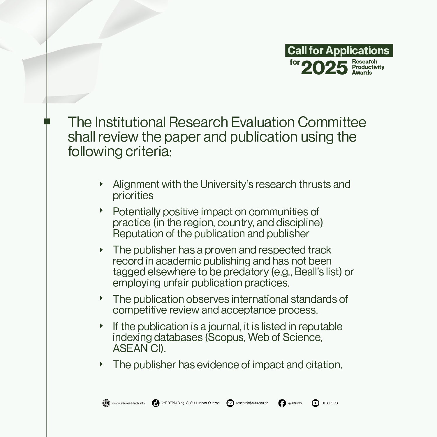 SLSU Research Services... - SLSU Research Services Office