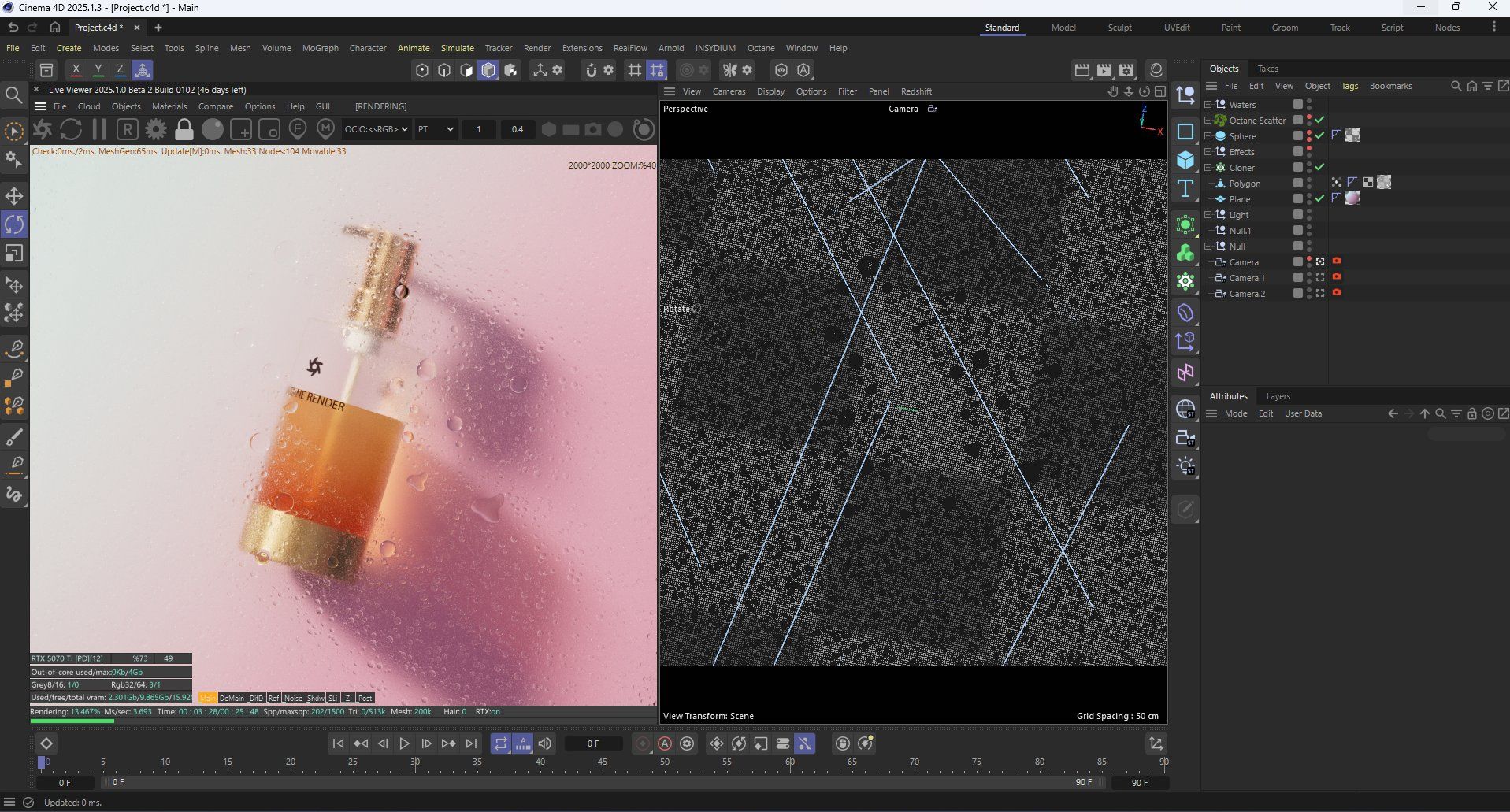 Octane Render | Octane beta 2025 and c4d test in rtx 5070 ti ...really ...