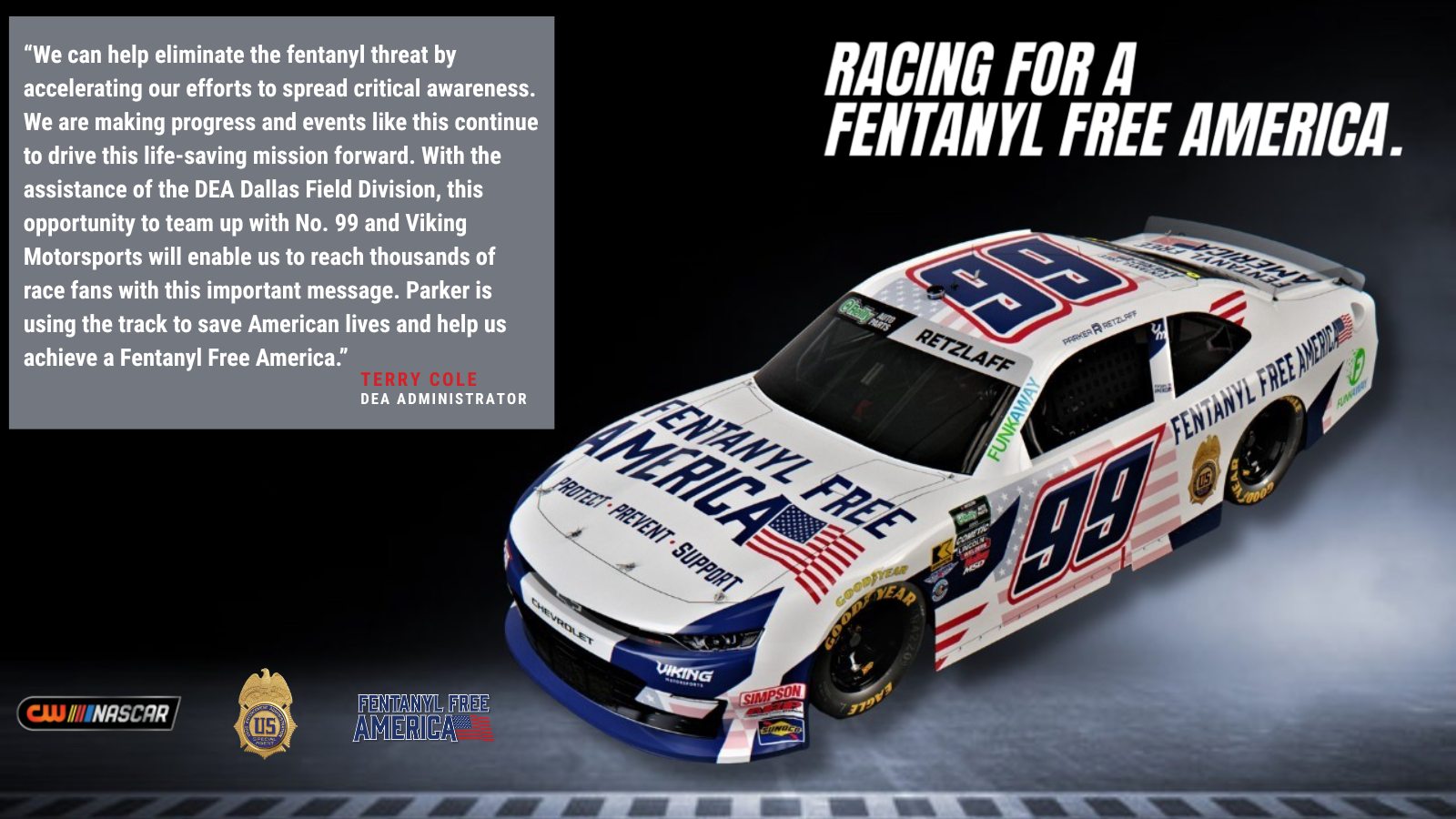 Racing for a Fentanyl Free America with No. 99 car at Texas Motor 