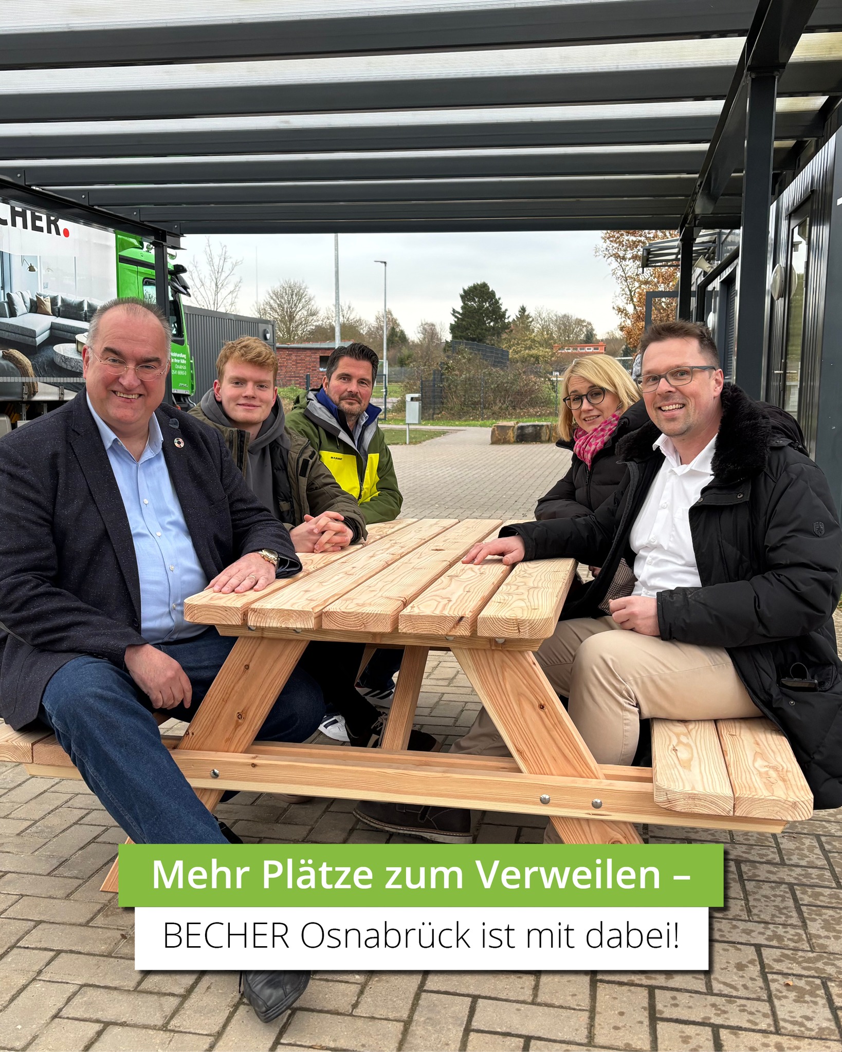 Mehr Plätze zum Verweilen – BECHER Osnabrück ist mit dabei! 🪵✨ Das Osnabrücker Jugendparlament setzt sich dafür ein, mehr Tische und Bänke in der Innenstadt zu schaffen – damit du künftig noch
