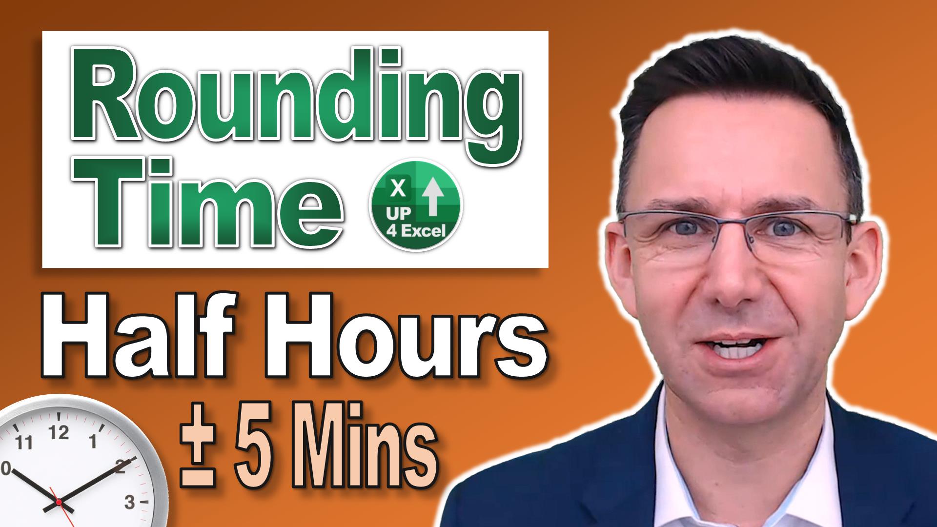 Up4Excel - How to round up time worked to half hour...