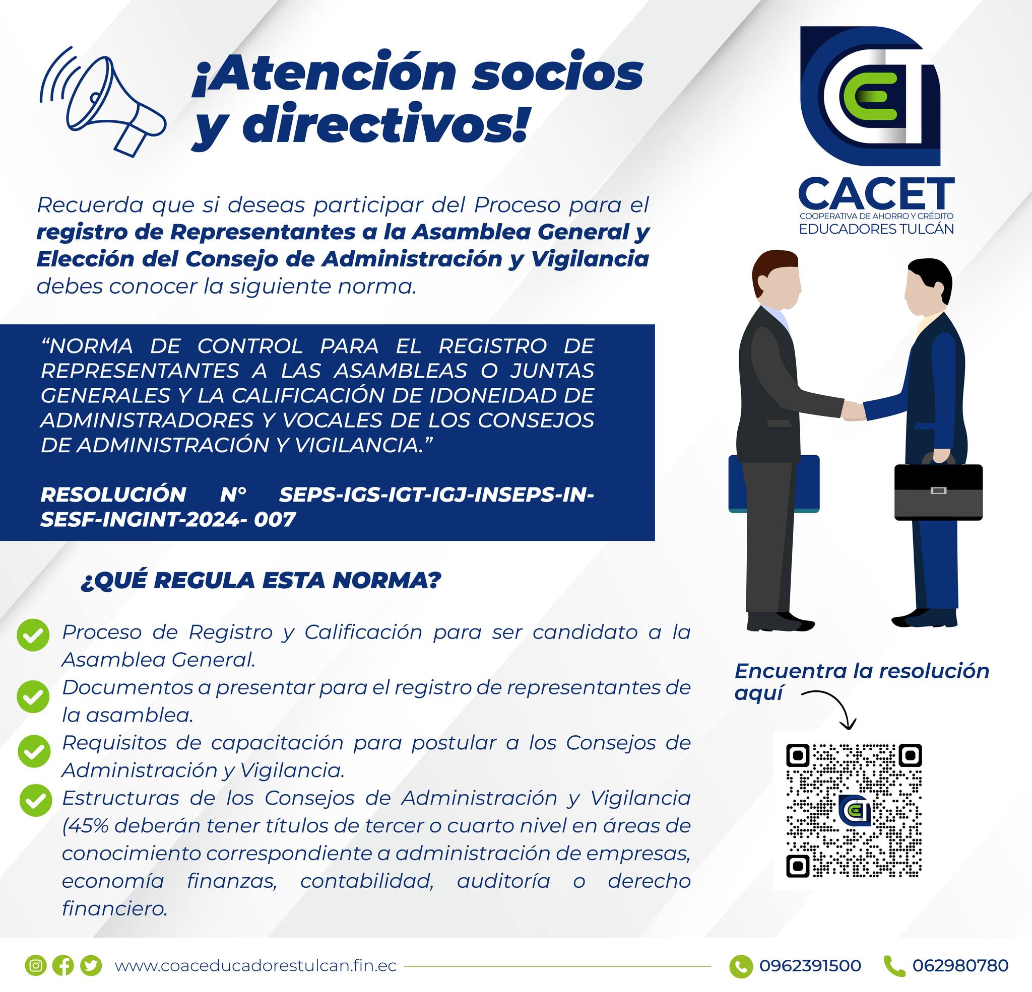 🔊 ¡Atención socios y directivos de CACET! 📌 La Resolución SEPS-IGS-IGT ...