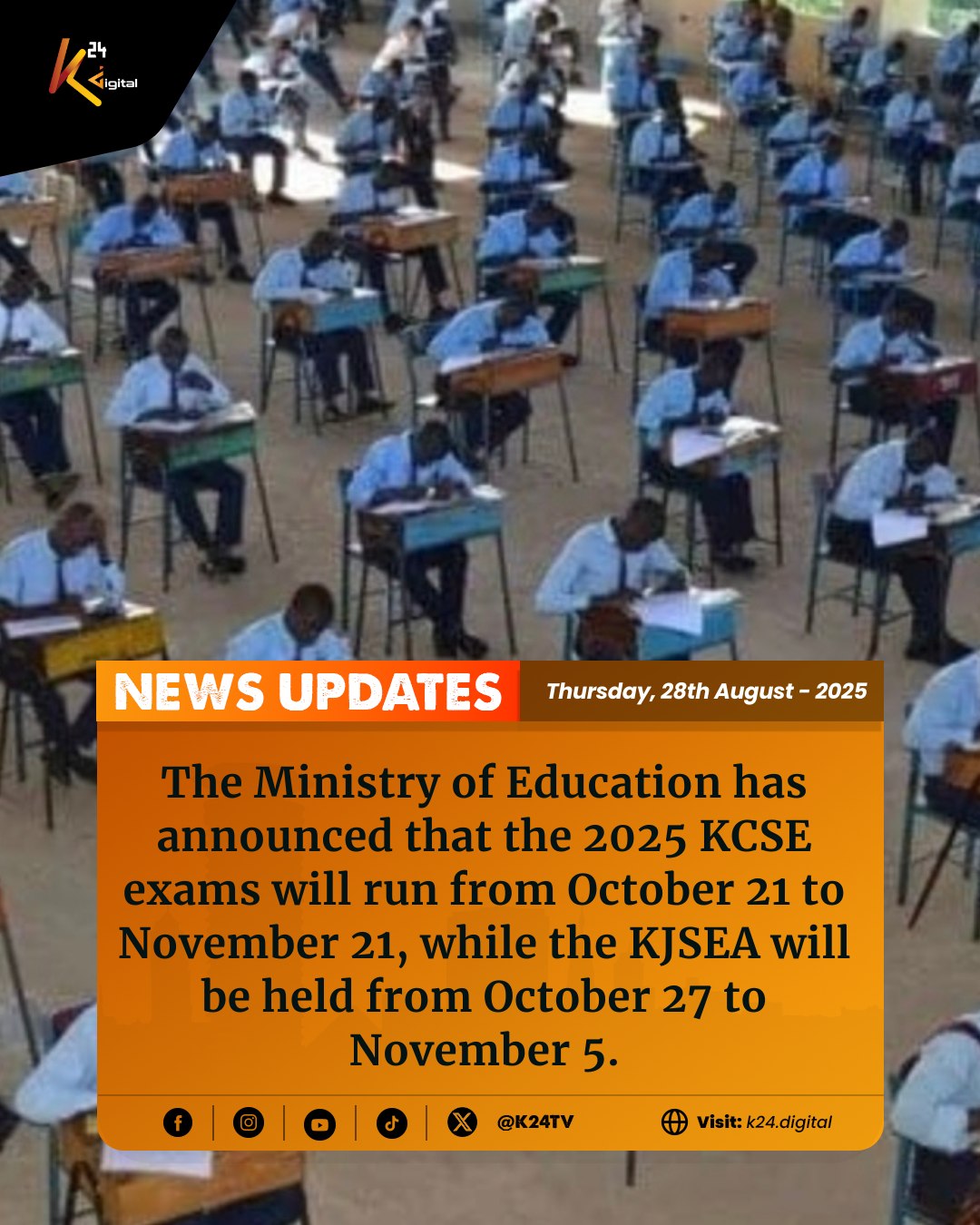 K24 TV - The Ministry of Education has announced that the... | Facebook