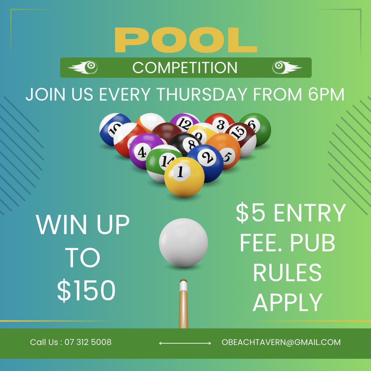 🎱 THURSDAY POOL COMP + MEAT PACK... - Ohope Beach Tavern | Facebook