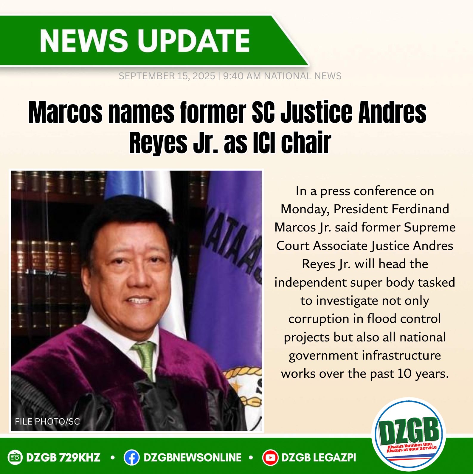 DZGBNewsOnline - President Ferdinand Marcos Jr. on Monday named former ...