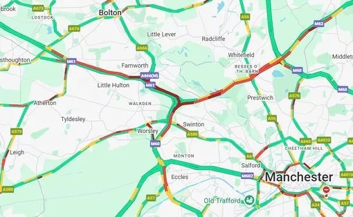 Manchester - LIVE: Monday traffic chaos amid queues on FOUR Greater ...