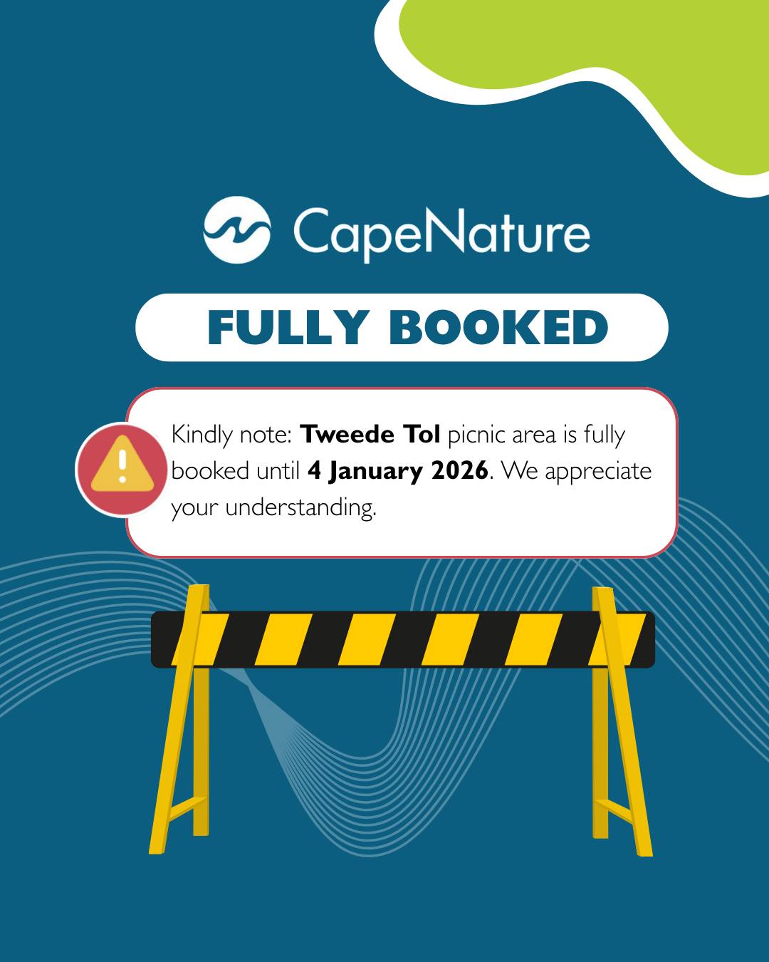 CapeNature - 📢 Booking Update Kindly note that Tweede Tol... | Facebook