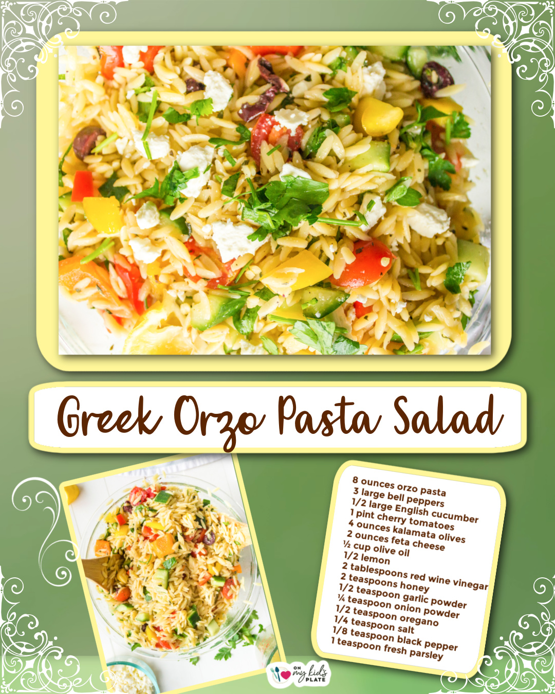 On - Greek Orzo Pasta Salad - so refreshing and easy to make ahead! 🟢 8 ...