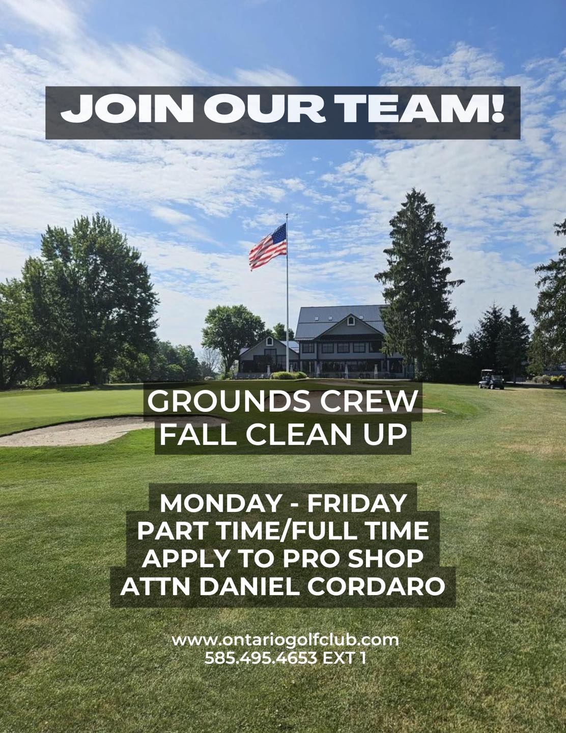 Now Hiring – Grounds Crew Staff 🍂 We... - Ontario Golf Club | Facebook