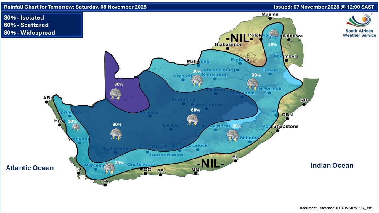🌧️ Weather Update | Saturday,... - South African Government | Facebook