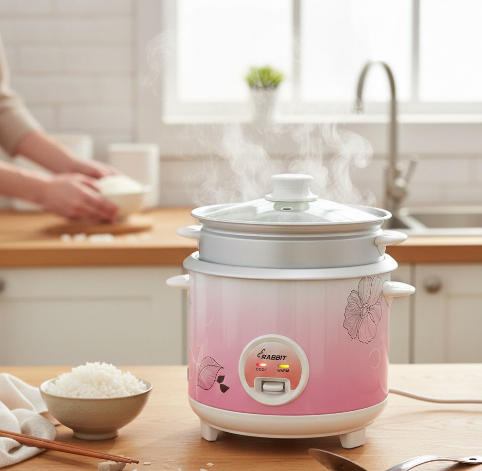 KAISA - 🍚🔥 RABBIT RICE COOKER 1.5L (GLASS LID WITH STEAMER) 🔥🍚 For only ...