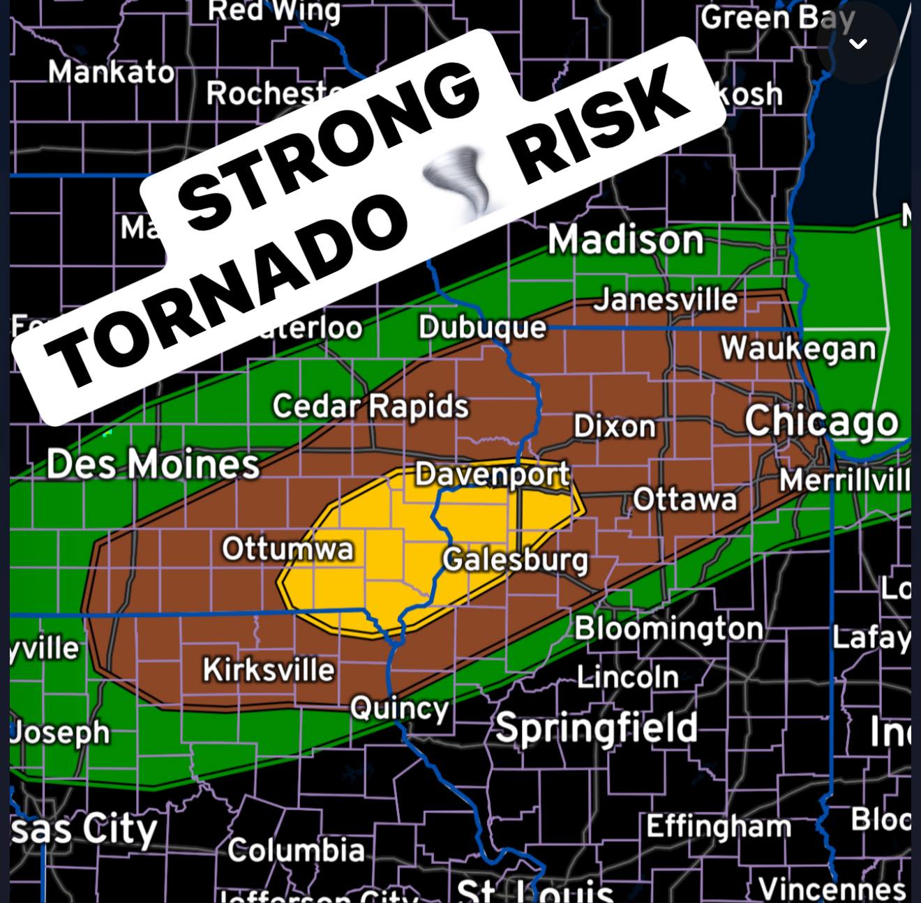 POW - STRONG TORNADO 🌪️ RISK MIDWEST Enhanced risk upgrade with strong ...