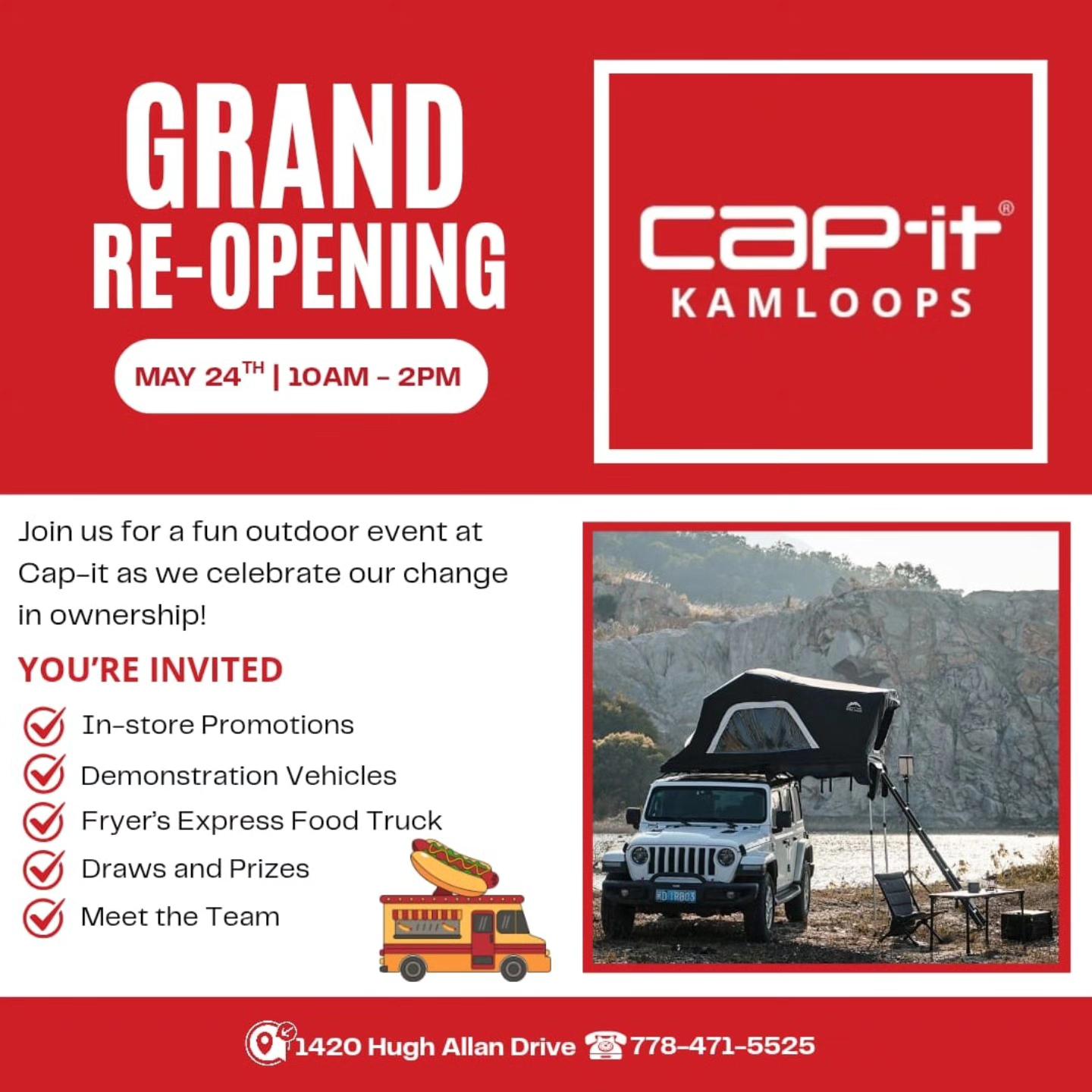 Cap-it Kamloops grand re-opening celebration on May 24th