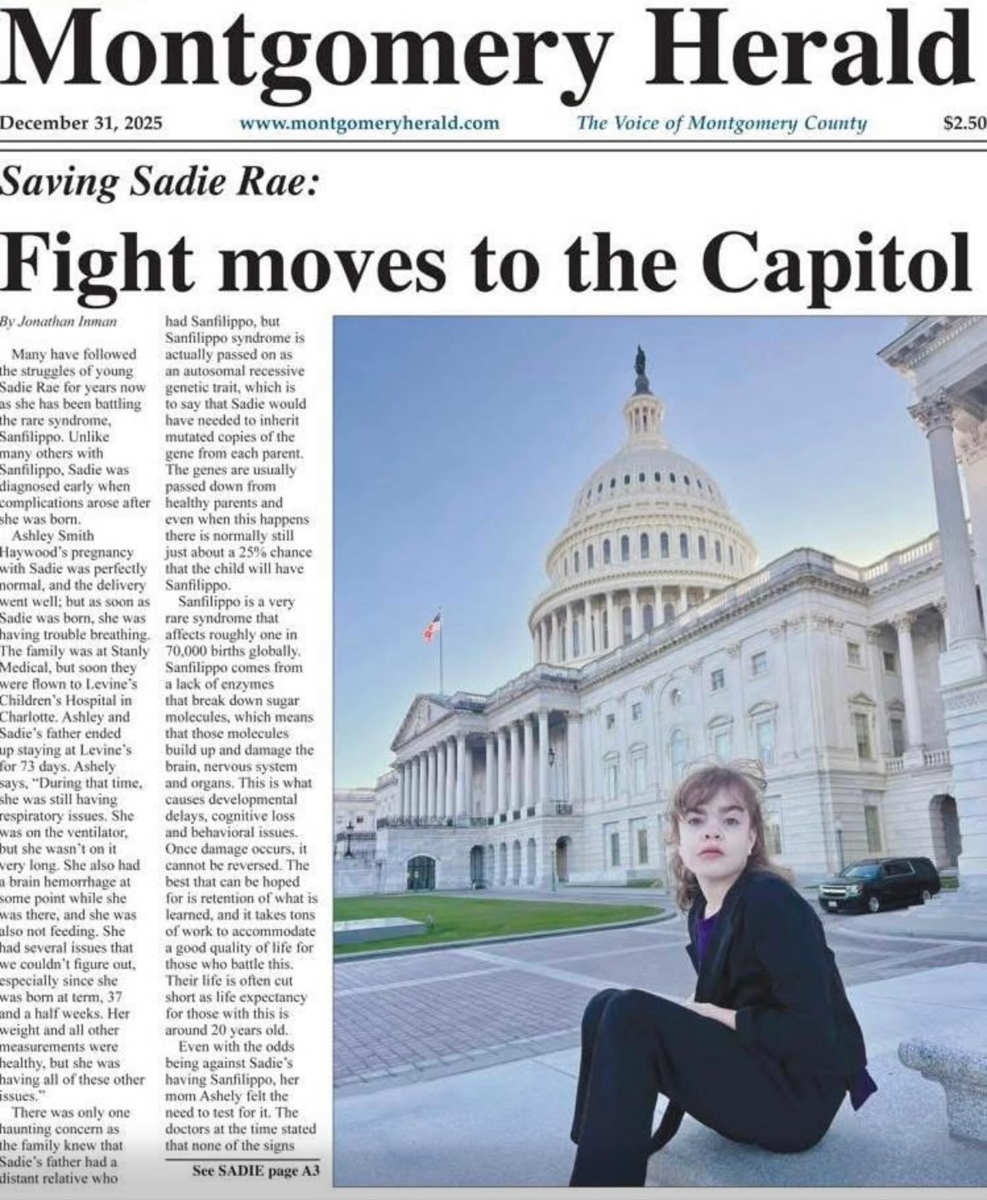 Saving - Sadie made the front page of the Montgomery Herald! Thank you ...