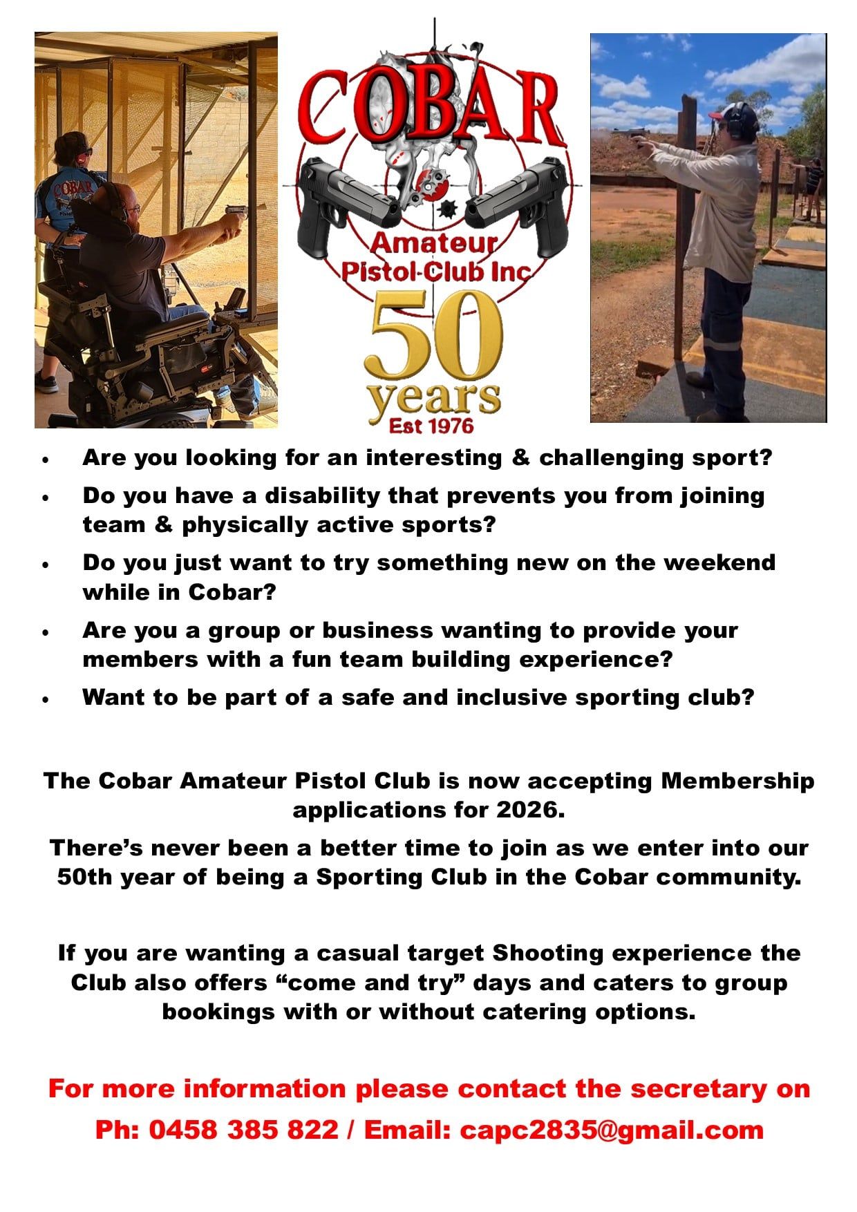 Cobar Amateur Pistol Club inc. | Cobar NSW