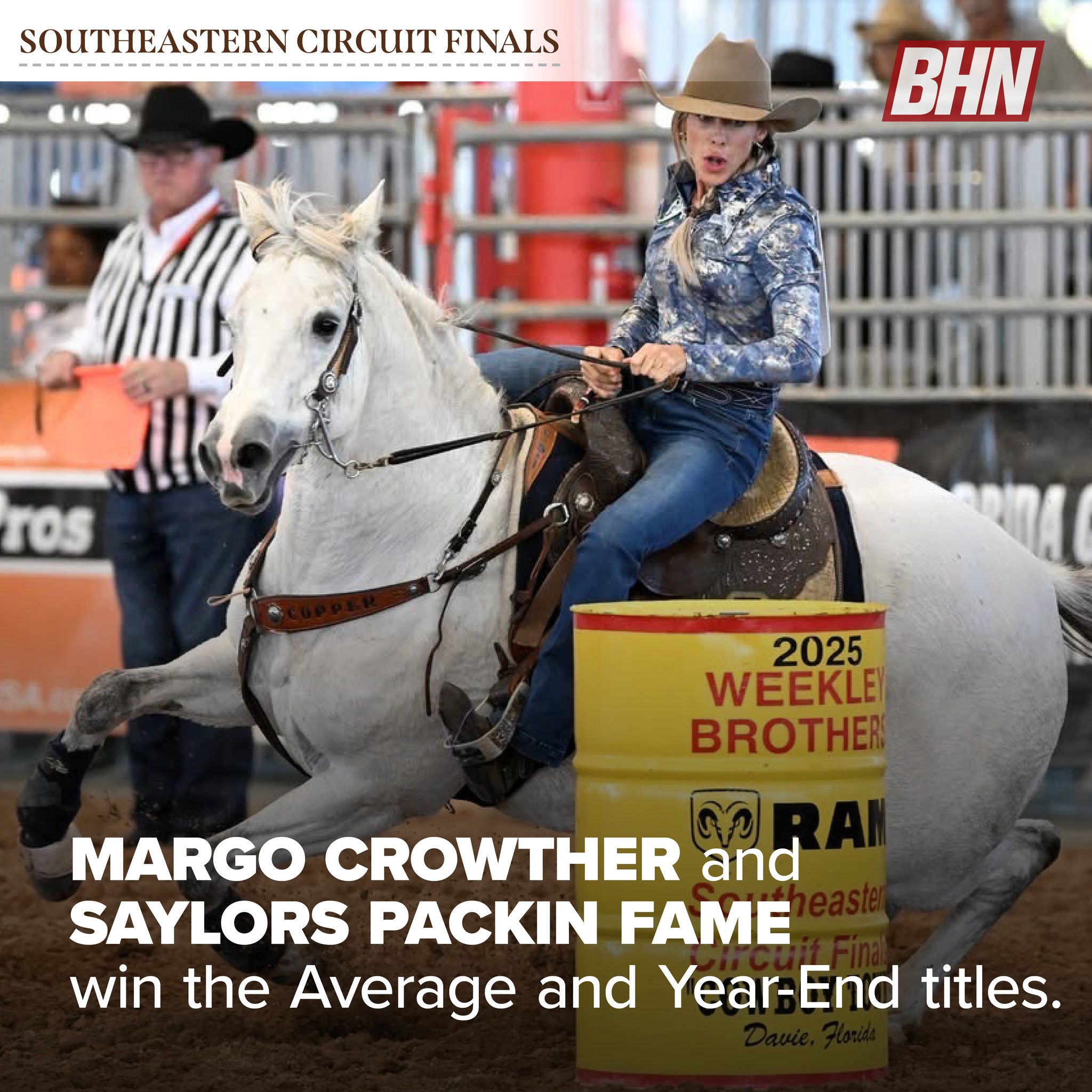 Barrel - Margo Crowther and Saylors Packin Fame win the Average and ...