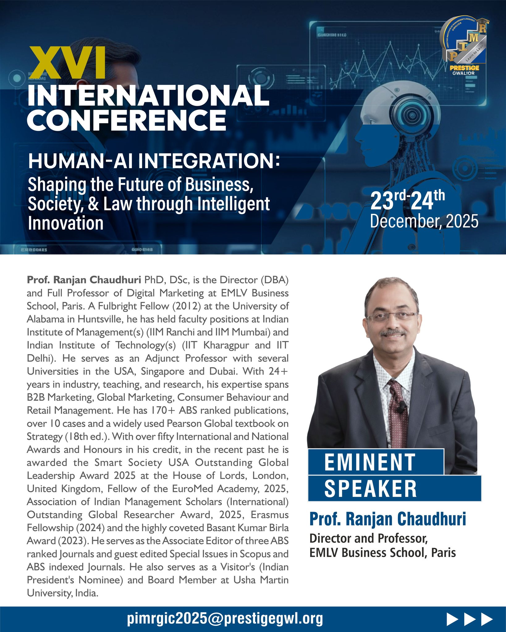 Prestige - We’re thrilled to announce that Prof. Ranjan Chaudhuri ...