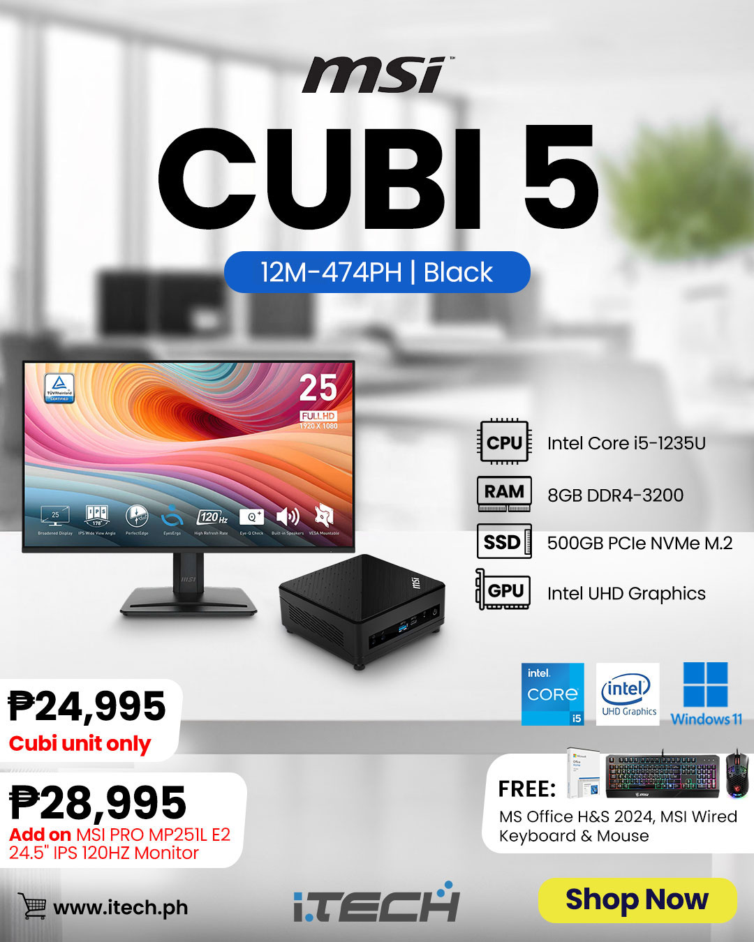 i.TECH - READY FOR VARIOUS SCENARIOS! The MSI Cubi 5 12M is a compact ...