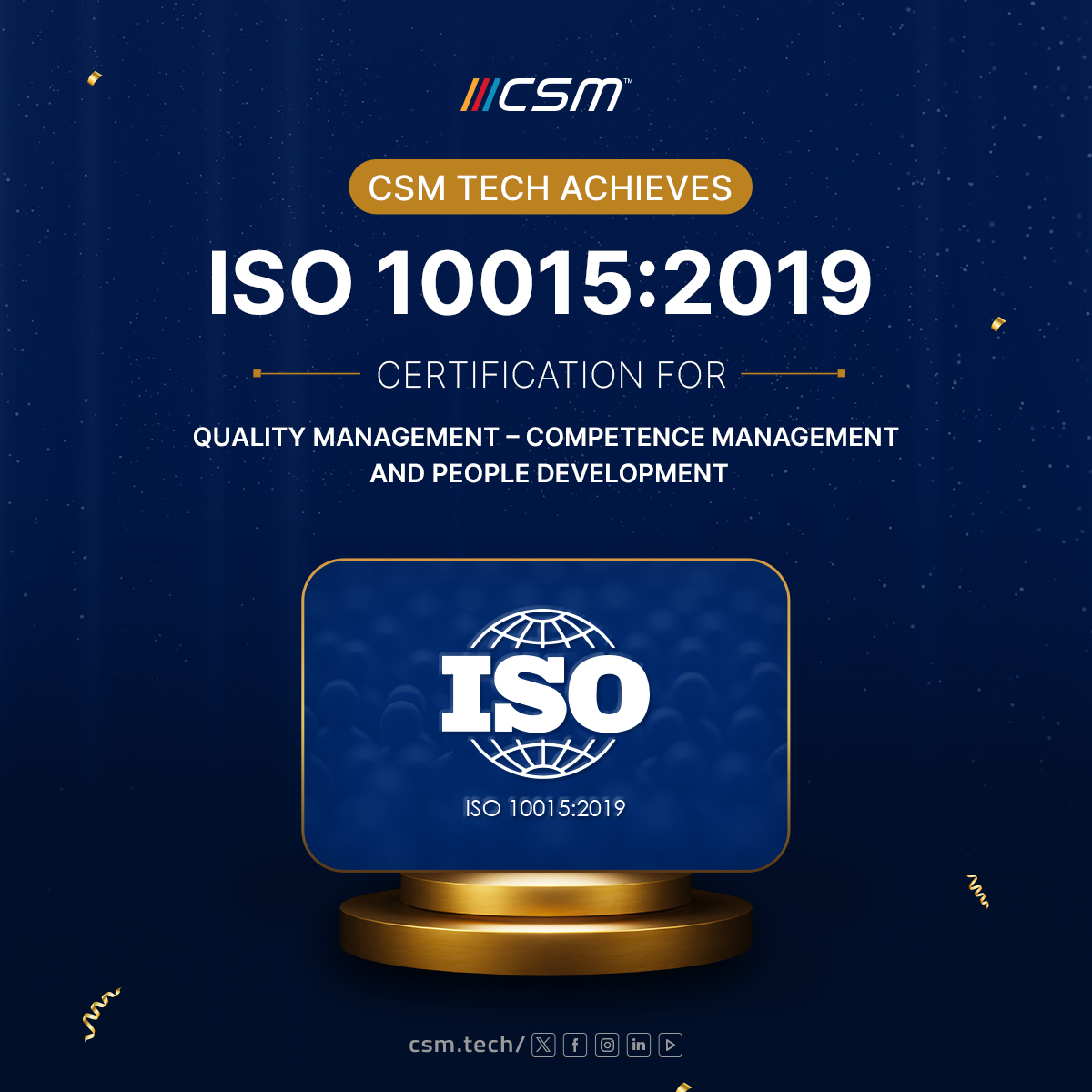 CSM - CSM Technologies Achieves ISO 10015:2019 Certification We are ...