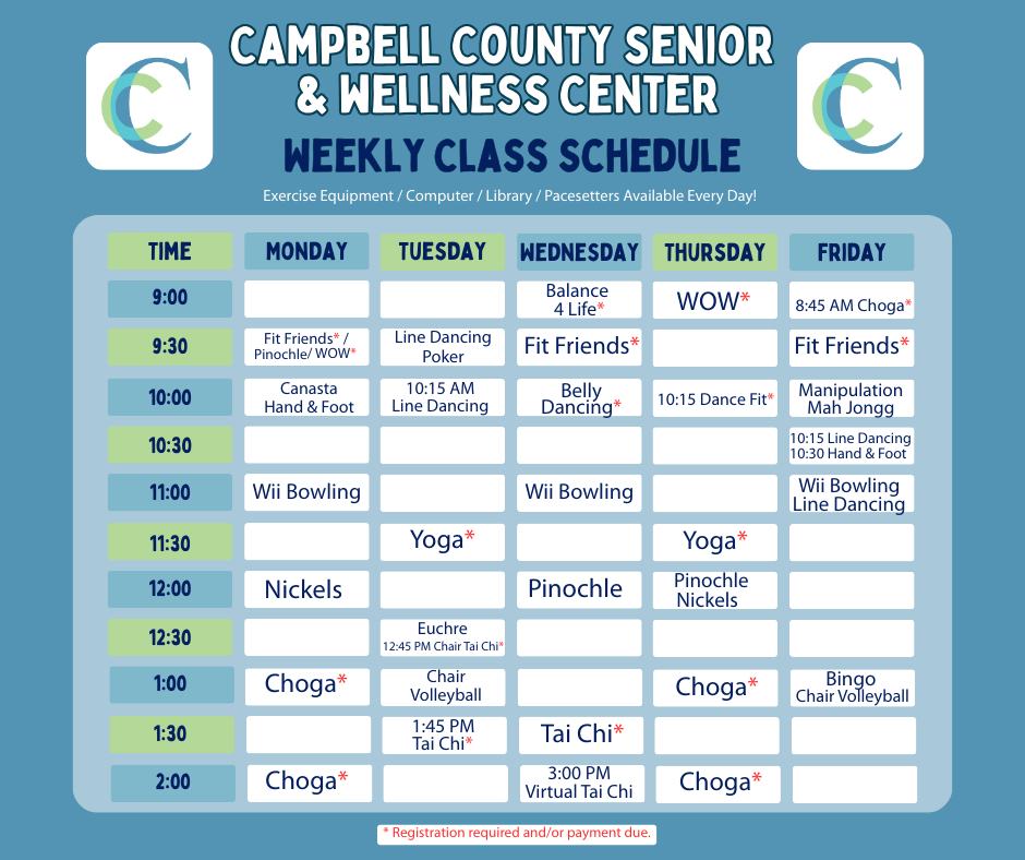 Weekly Class Schedule... - Campbell County Senior Center | Facebook