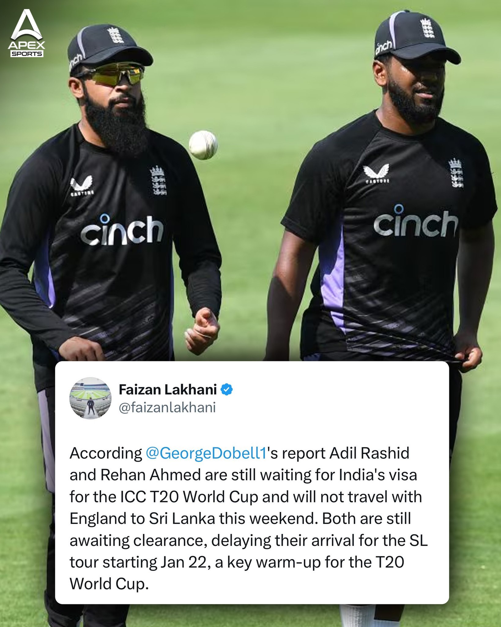 Apex Sports - Adil Rashid & Rehan Ahmed visa also rejected... | Facebook