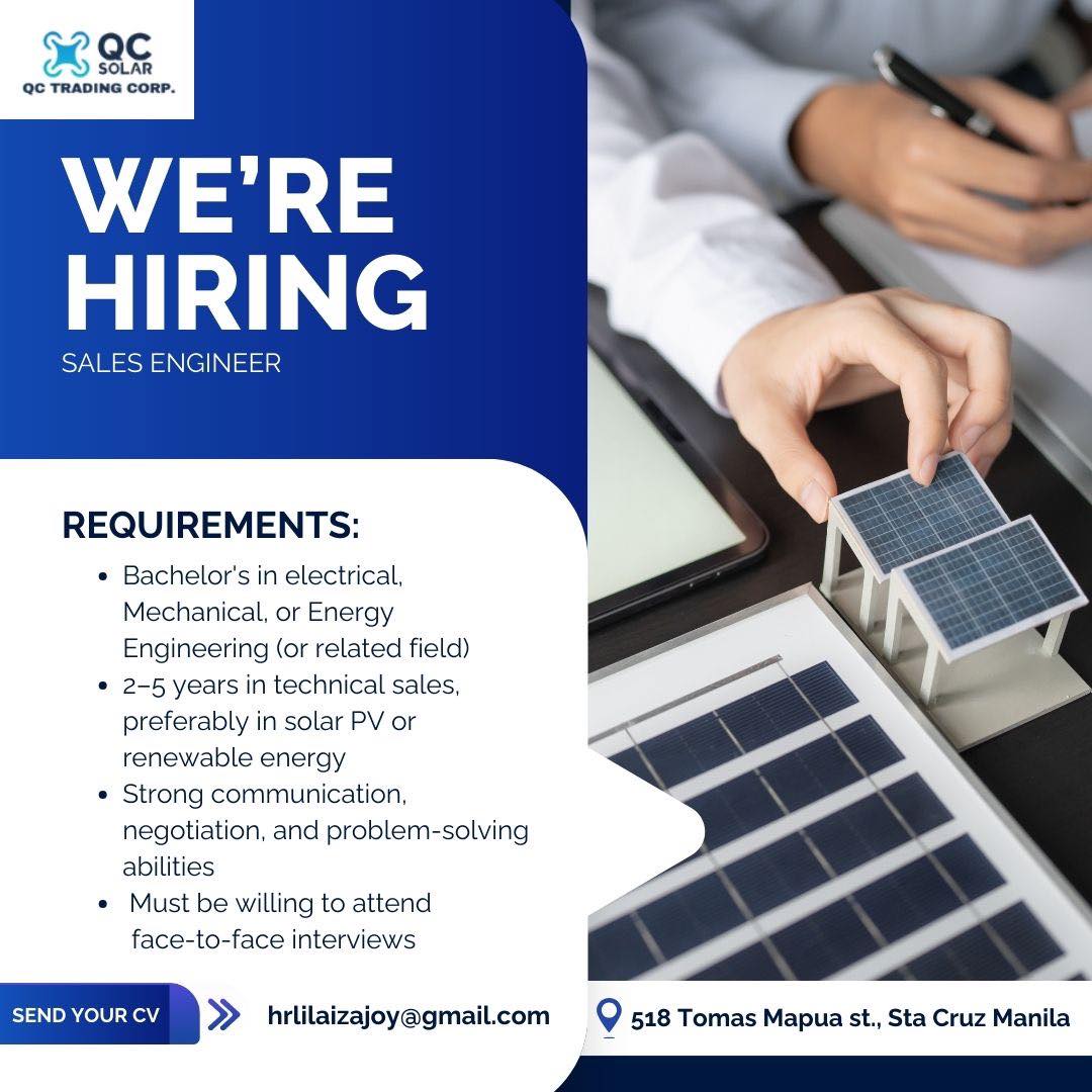 QC Solar - WE’RE HIRING! | Sales Engineer Position – Sta... | Facebook