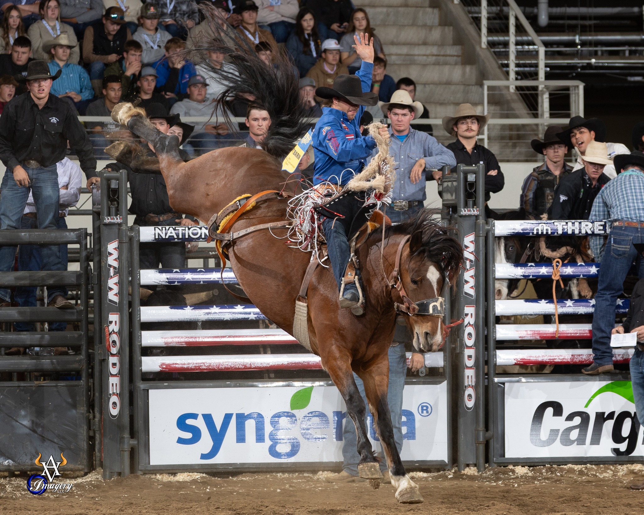 Three - Wyatt Casper leads the first performance Saddle Bronc with an ...