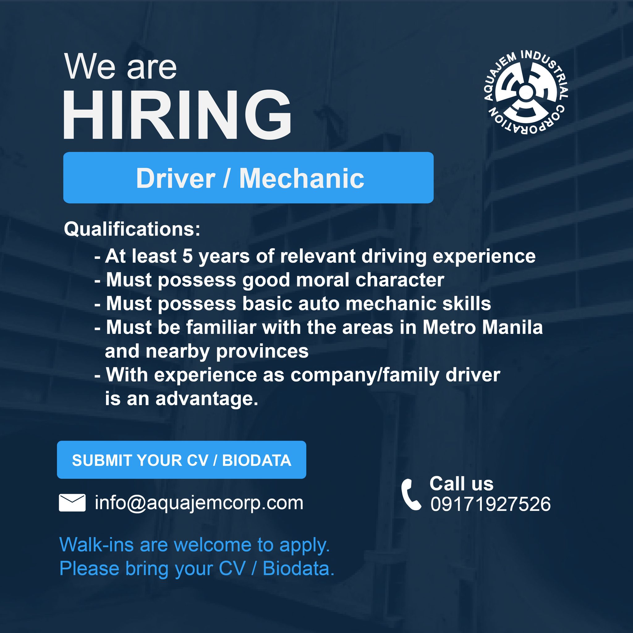 Driver/Helper Hiring Metro Manila | Facebook