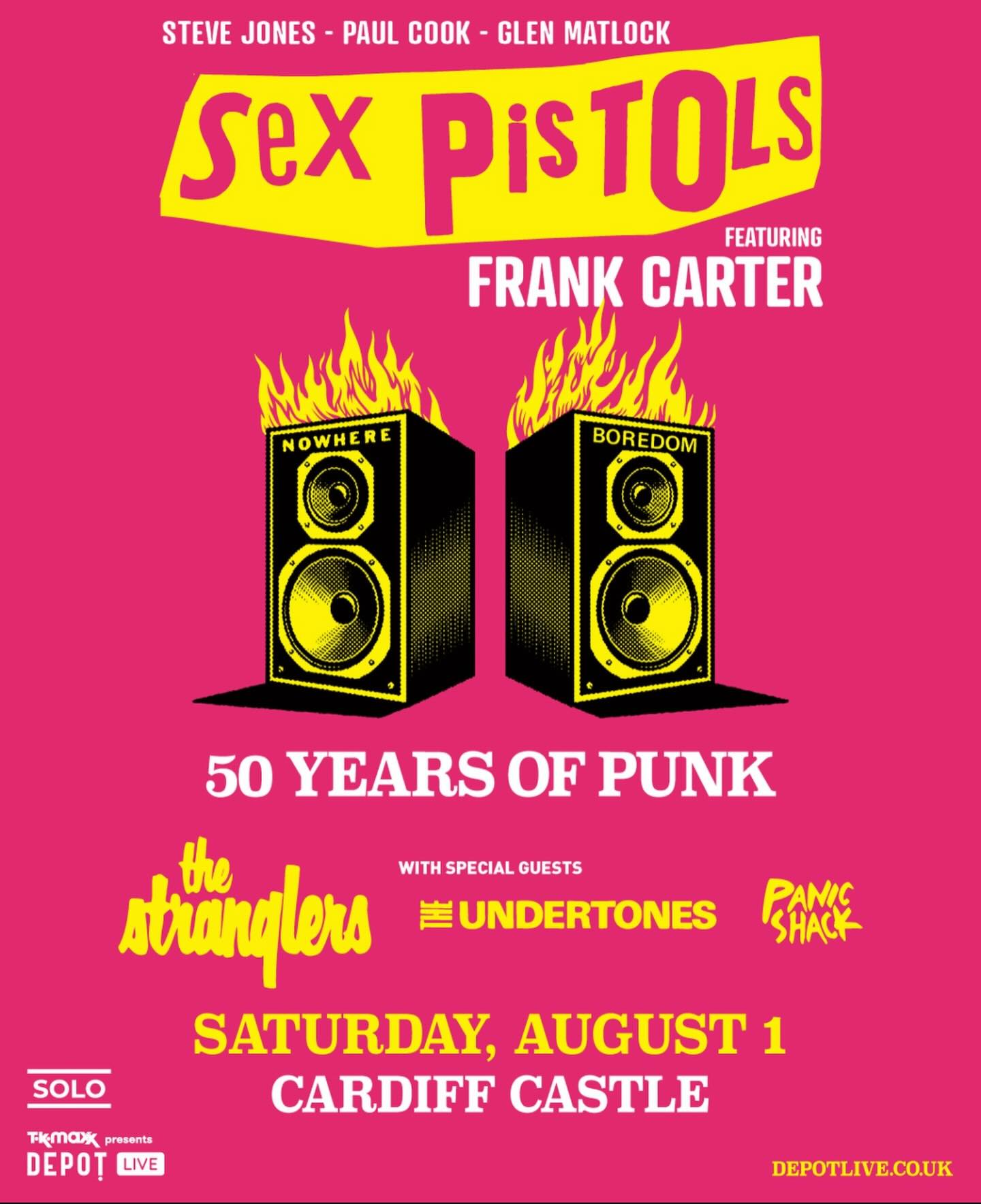Sex Pistols playing Cardiff Castle and Piece Hall Halifax