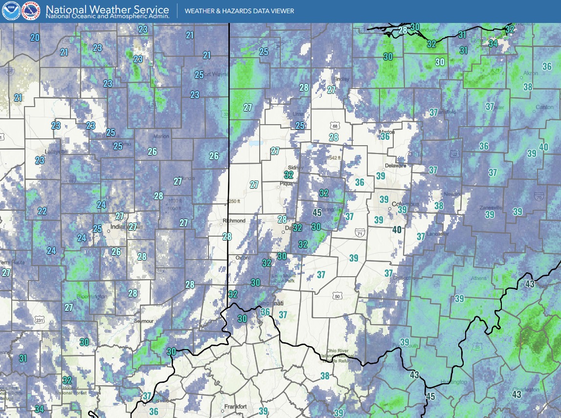 US - 4:00pm: Here is a current look at radar and temperatures. Colder ...