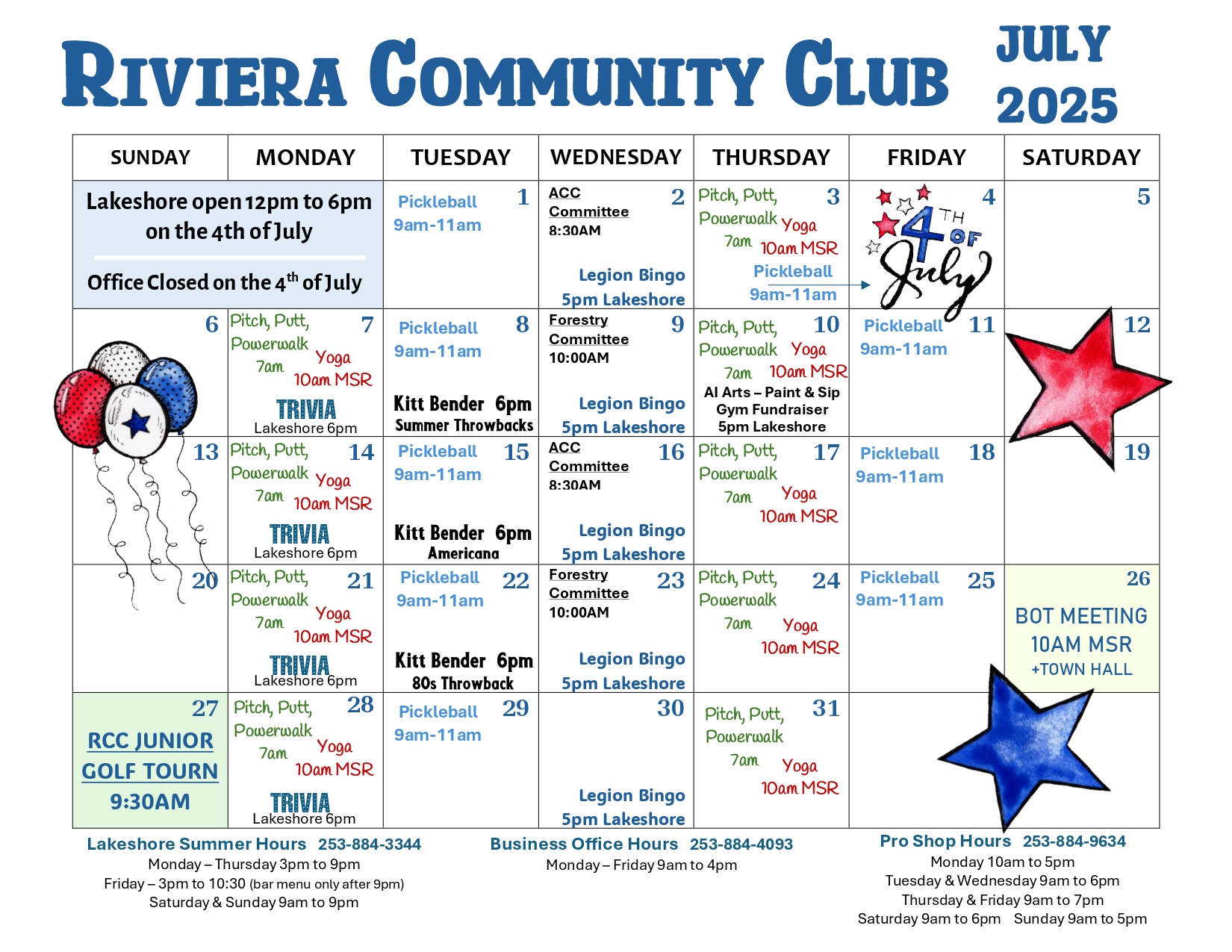 RCC Monthly Calendar of Events... - Riviera Community Club | Facebook